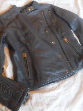 Whetblue womens Grey Leather Jacket size XS Pre Owned